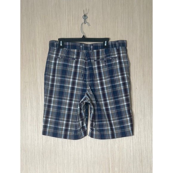 Banana Republic Linen Blend Plaid Shorts Blue Brown White Mens Size‎ 36 - Picture 1 of 3